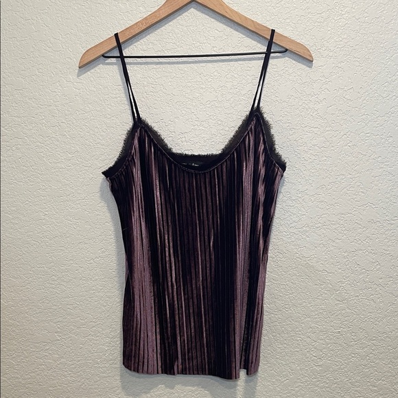 Jasmine & Juliana Eggplant Purple Velvet Mini Pleat Camisole XS - Picture 1 of 7